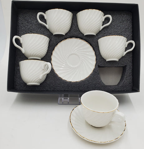 6 PC COFFEE SET-GOLD RIM