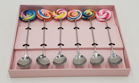 5.5" - 6PC DESSERT SPOON-CANDY DESIGN