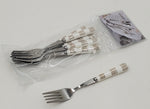 6 PC FRUIT FORK-WHITE/GOLD