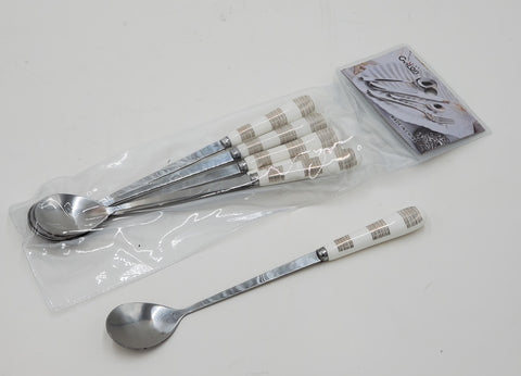 6 PC COFFEE SPOON-WHITE/GOLD