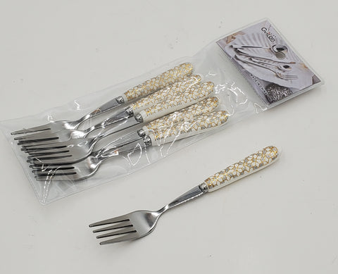 6 PC DESSERT FORK-SILVER/GOLD