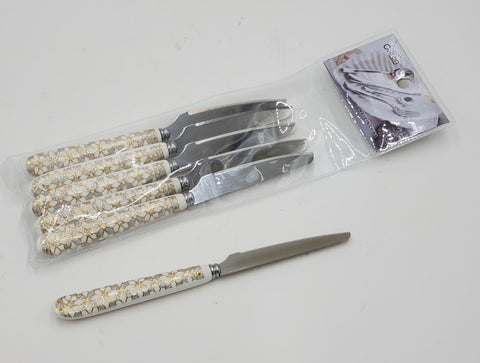 6 PC DESSERT KNIFE-SILVER/GOLD