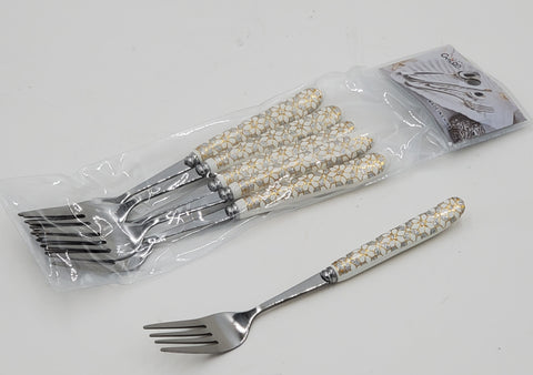 6 PC DINNER FORK-SILVER/GOLD