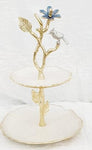 12"x12"x15.75" 2 TIER STAND-GOLD/BEIGE-BIRD