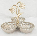 9.5"x9.5"x9" 3 SECTION NUT BOWL-GOLD/SILVER-LEAF