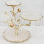 14.5"x10.5"x13.25" 2 TIER STAND-GOLD/WHITE-FLOWER