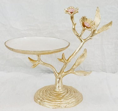 14"x8.5"x11.75" FOOTED STAND-GOLD-FLOWER