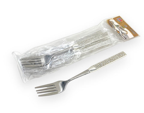 6PC DINNER FORK-SILVER GLITTER