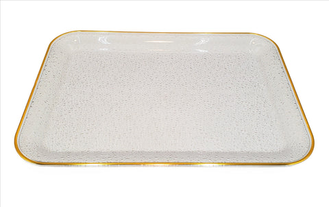 16"x11.5"PLASTIC TRAY-CLEAR/GOLD