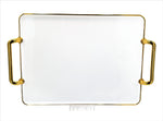 14"x10.5"PLASTIC TRAY-WH/GOLD