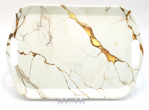 15"x10.5" MELAMINE TRAY-GOLD MARBLE