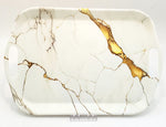 17"x12" MELAMINE TRAY-GOLD MARBLE