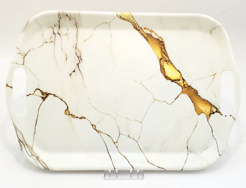 17"x12" MELAMINE TRAY-GOLD MARBLE