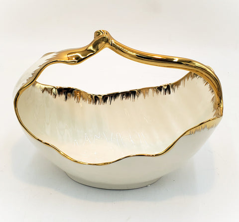 9.5"x9" PORCELAIN BOWL-GOLD DESIGN