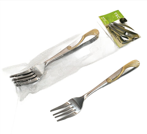 6 PC DESSERT FORK-SILVER/GOLD