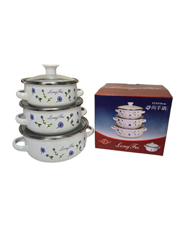 3 PC ENAMEL POT W/LID