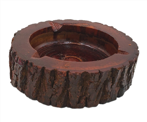 4" WOODEN BARK ASHTRAY