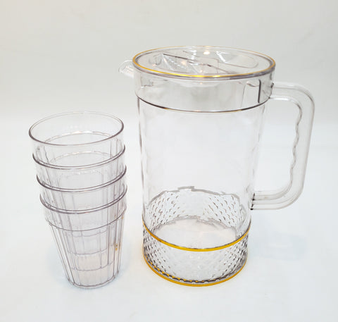 8"x4.25" PITCHER W/4 PC CUP-CLEAR