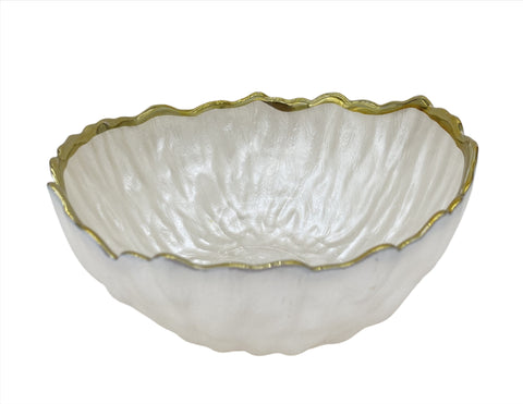 6"x3.5" BOWL-PEARL WHITE/GOLD