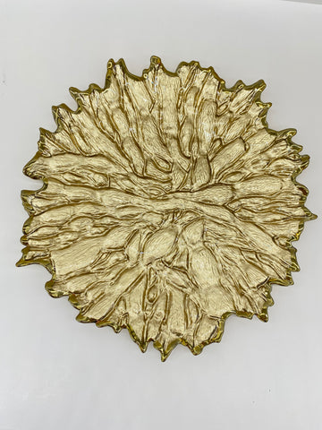 14" GLASS PLATE-GOLD