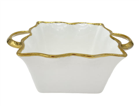 5"x3" SQUARE BOWL-GOLD RIM