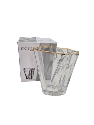 5"x4" GLASS UTENSIL HOLDER-GOLD RIM