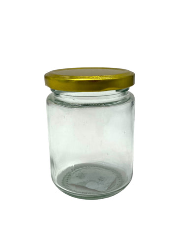 8.5OZ GLASS JAR W/GOLD LID