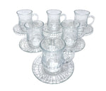 6 PC GLASS TEA CUP & SAUCER