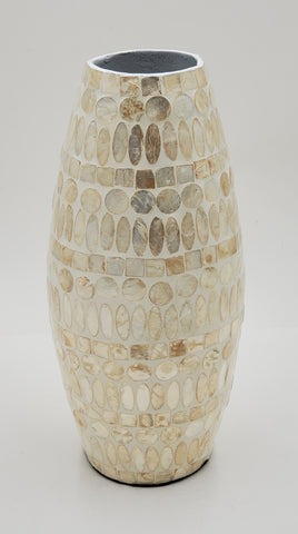 14"x4" VASE-BEIGE/GOLD