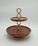 2TIER WOODEN CAKE STAND - 8/CS