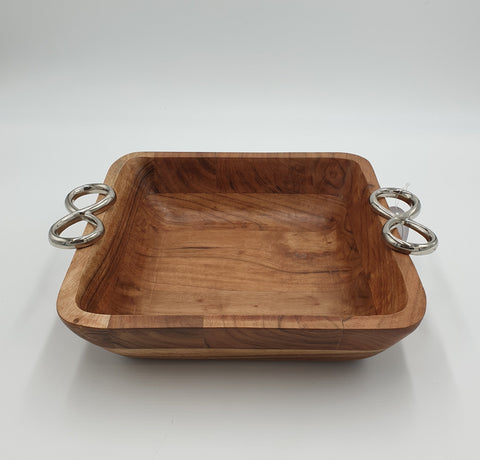 12"- WOODEN BOWL-SQUARE - 6/CS