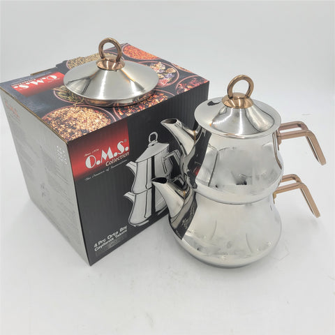 S/S DOUBLE TEA KETTLE -COPPER