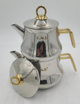 S/S DOUBLE TEA KETTLE-GOLD