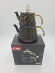 DOUBLE TEA KETTLE SET-GOLD/BLACK