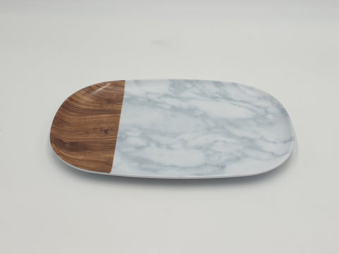 13.75"MELAMINE PLATE-OVAL-MARBLE- 24/CS