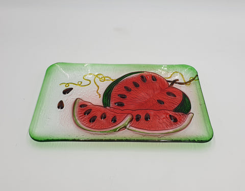 15"WATERMELON GLASS PLATE-RECT - 8/CS