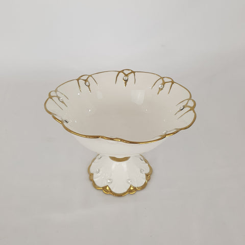 FOOTED PLATE-GOLD RIM-ROUND-S - 12/CS