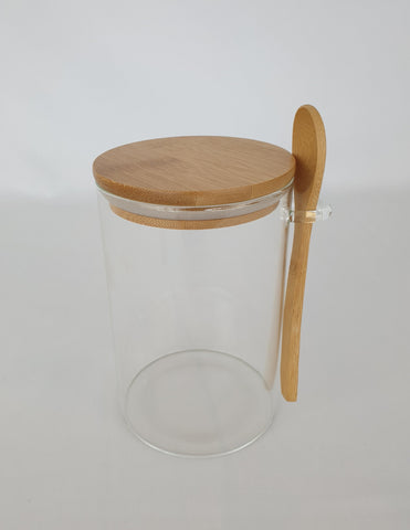 GLASS JAR W/ SPOON-LARGE - 75/CS