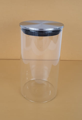 GLASS CANISTER W/SILVER LID - 50/CS