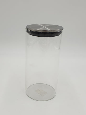 GLASS CANISTER W/SILVER LID - 50/CS