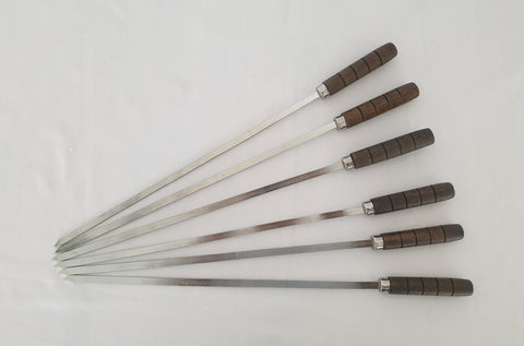 6PC BBQ SKEWERS W/WOOD HANDLE - 100/CS