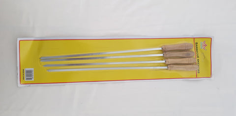 4PC BBQ SKEWERS W/WOOD HANDLE - 100/CS