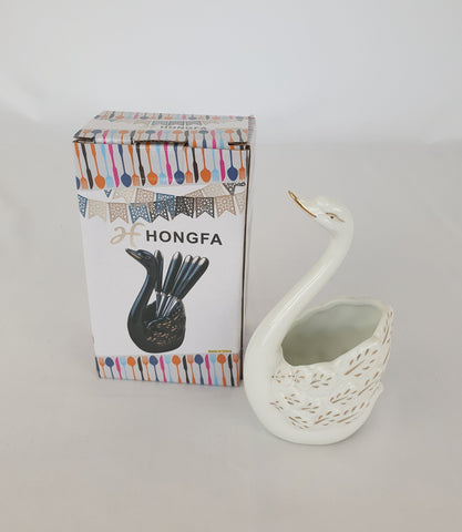 SWAN CUTLREY HOLDER-PORCELAIN - 24/CS