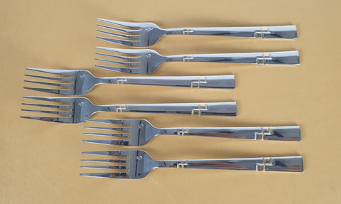 6PC DINNER FORK-GOLD/SILVER - 100/CS