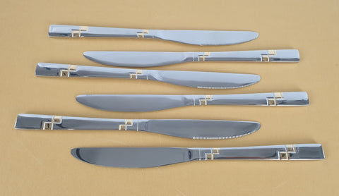 6PC DINNER KNIFE-GOLD/SILVER - 100/CS