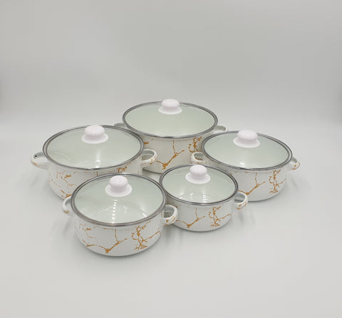 5PC ENAMEL POT -6.5", 7", 8", 9", 10"-  6/CS