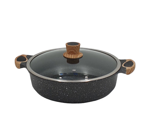 32CM GRANITE LOW POT-BLACK - 10/CS