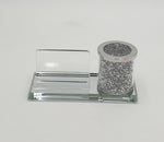 6.5"x3"GLITTER HOLDER-SILVER - 32/CS