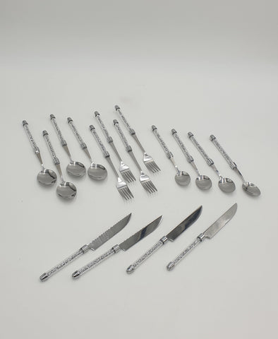 16PC GLITTER CUTLERY SET-SILVER - 8/CS