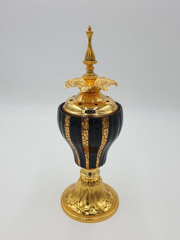 7"x4"  INCENSE BURNER-GOLD/BLK - 48/CS